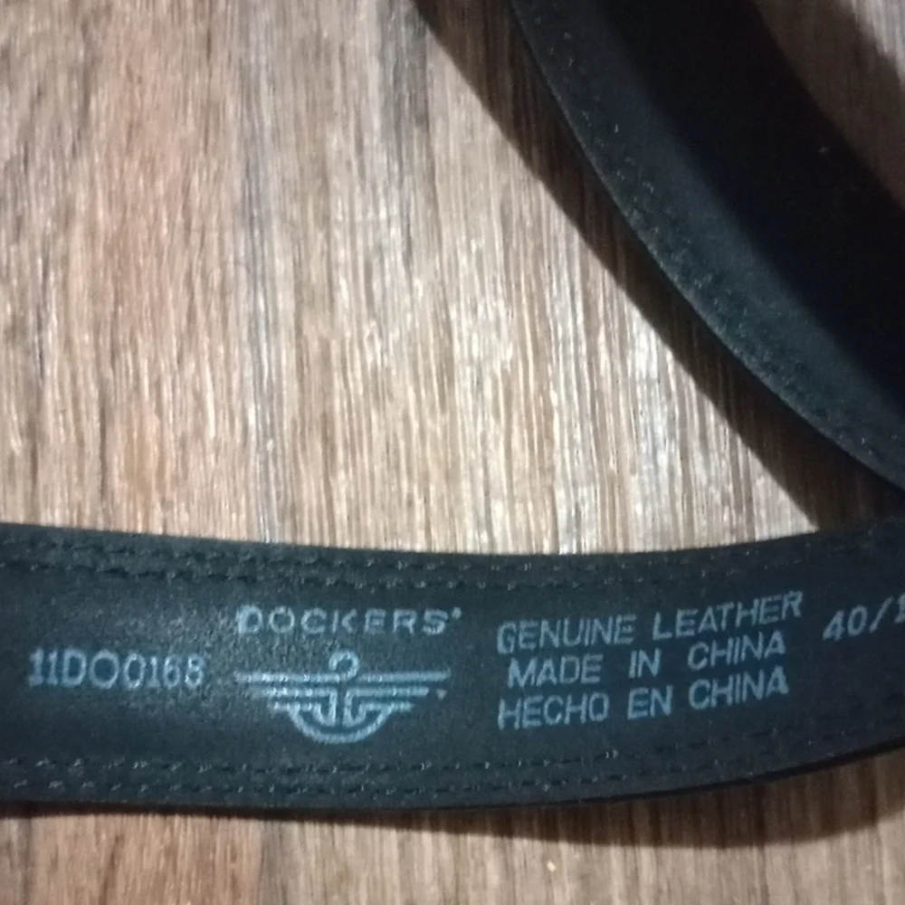 Men's Dockers Black Genuine Leather Belt With Silver Buckle Classic Vintage